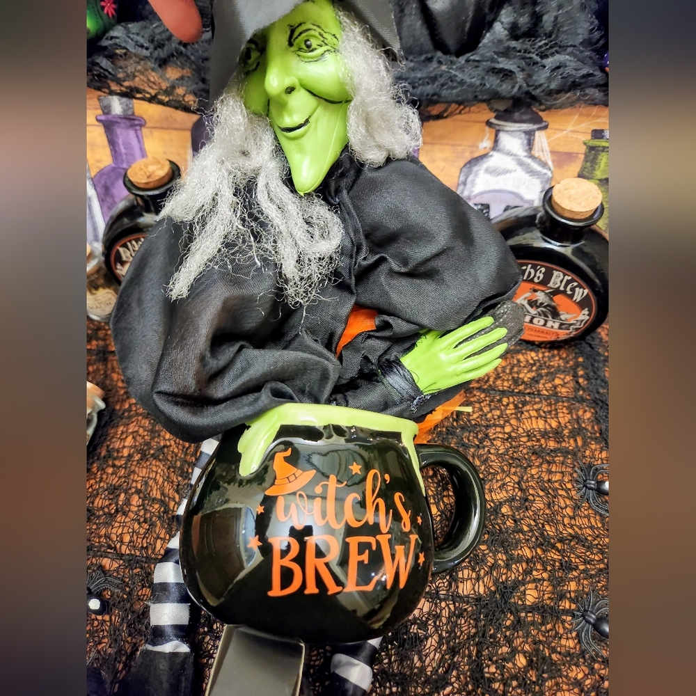 Witch's Brew Mug And Scary Flying Witch